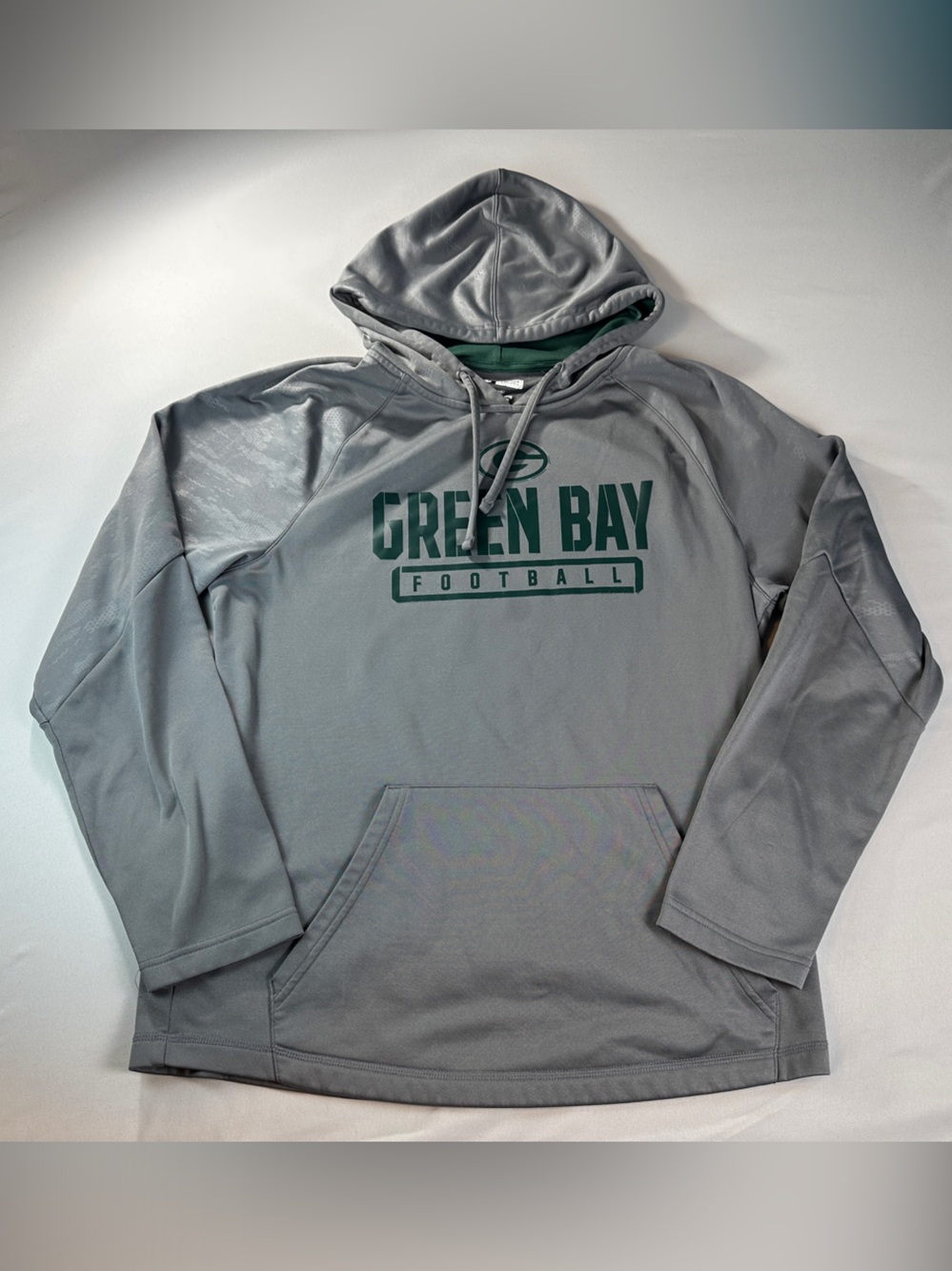 NFL Men’s Sweatshirt Hoodie Large Gray Green Bay Packers Logo Hood